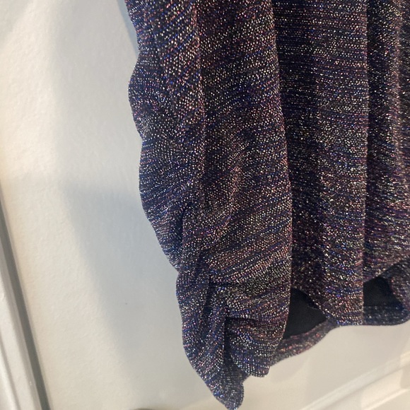 Ramy Brook Charlize Keyhole-Front Metallic Top Size L in Purple Multi - Picture 13 of 16